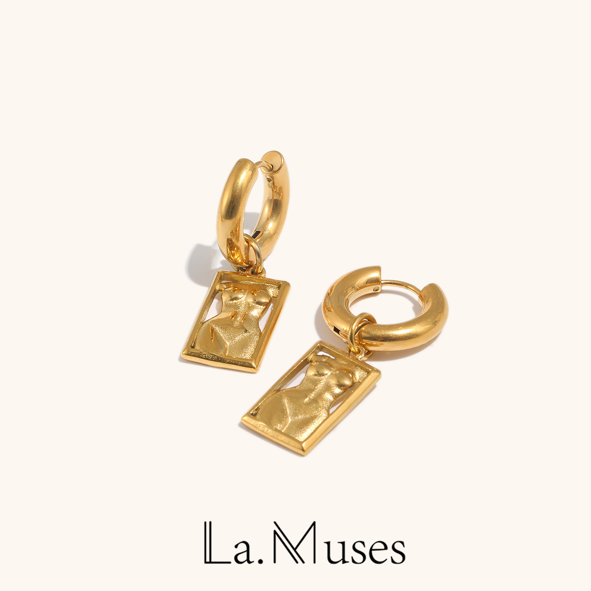 Body Jewelry La - Pendientes rectangulares de acero inoxidable para