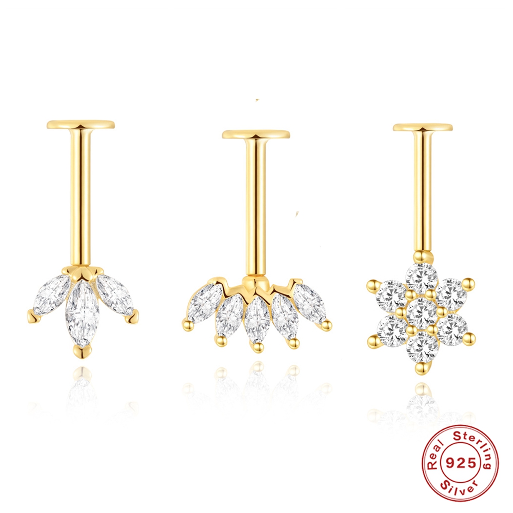 Body Jewelry Flat Back - AIDE-pendientes de plata de ley 925