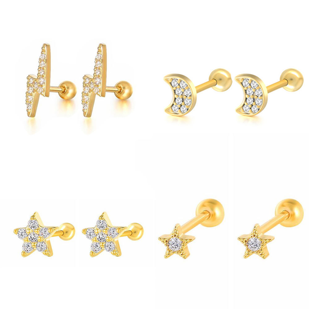 Body Jewelry Flat Back - Pendientes de tuerca con forma de