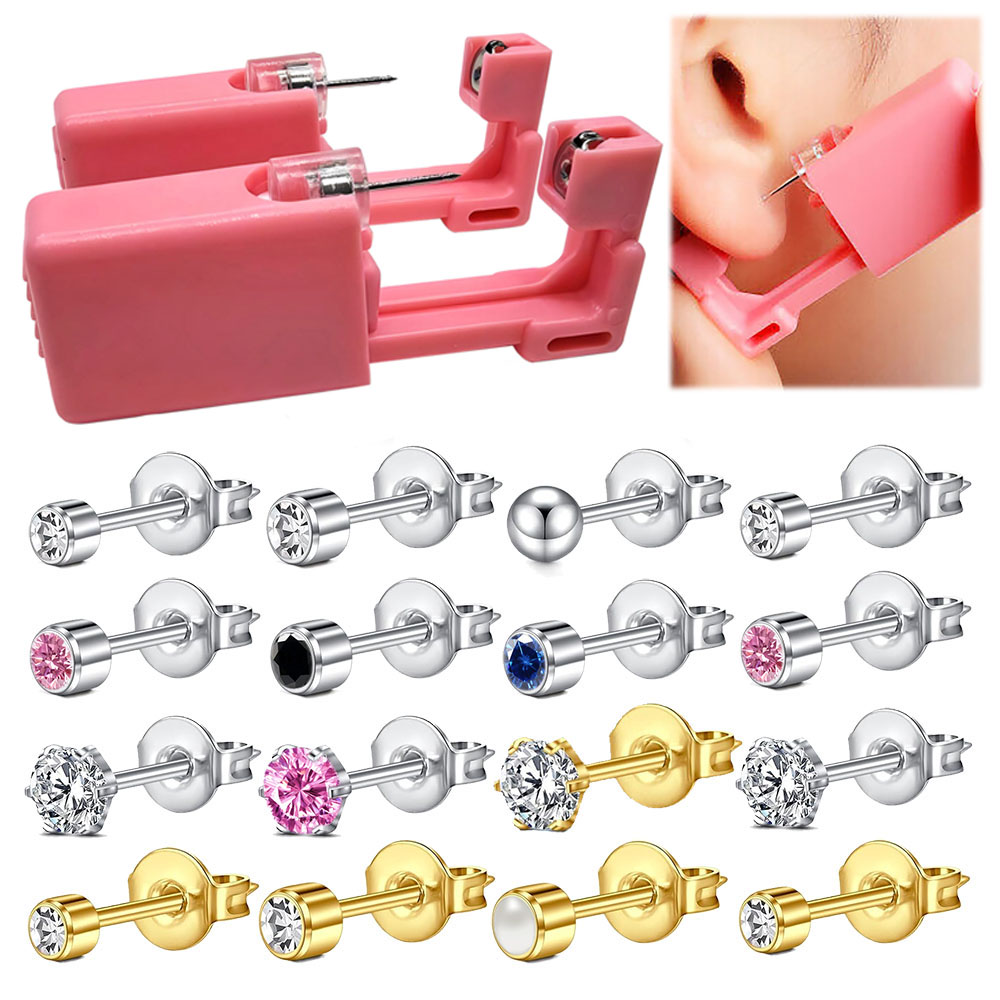 Body Jewelry Cleaner - Pistola perforadora de orejas desechable rosa