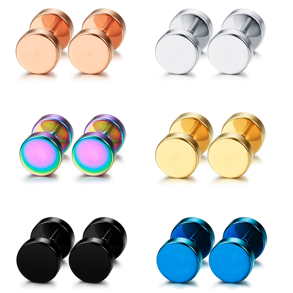 Body Jewelry Tunnels - Pendientes de tuerca de acero inoxidable