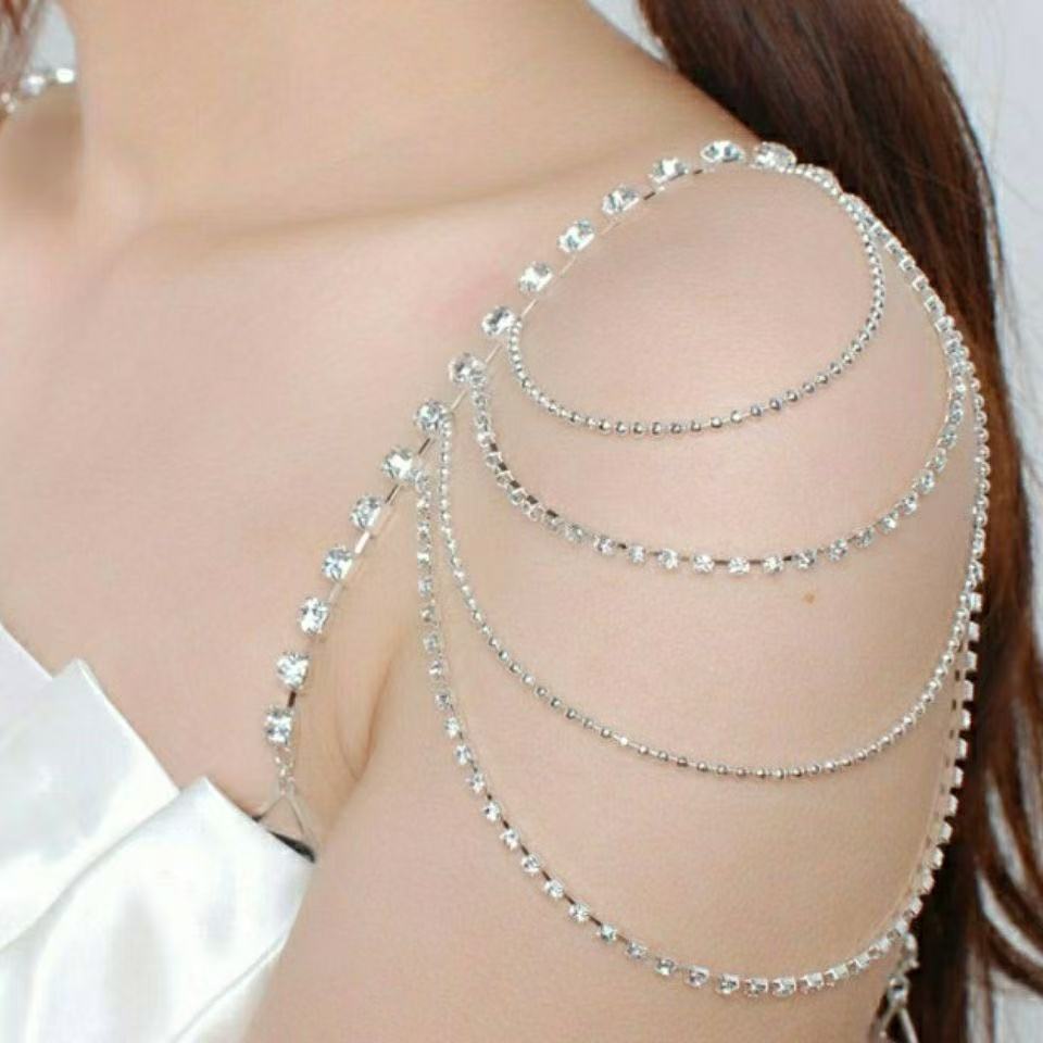 Body Jewelry High End - Cadena de hombro multicapa europea y