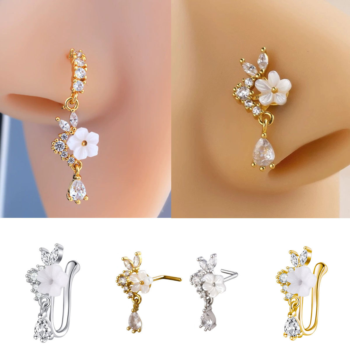 Anillo de Nariz con Flor Dorad - Body Jewelry Nose reseña y precio