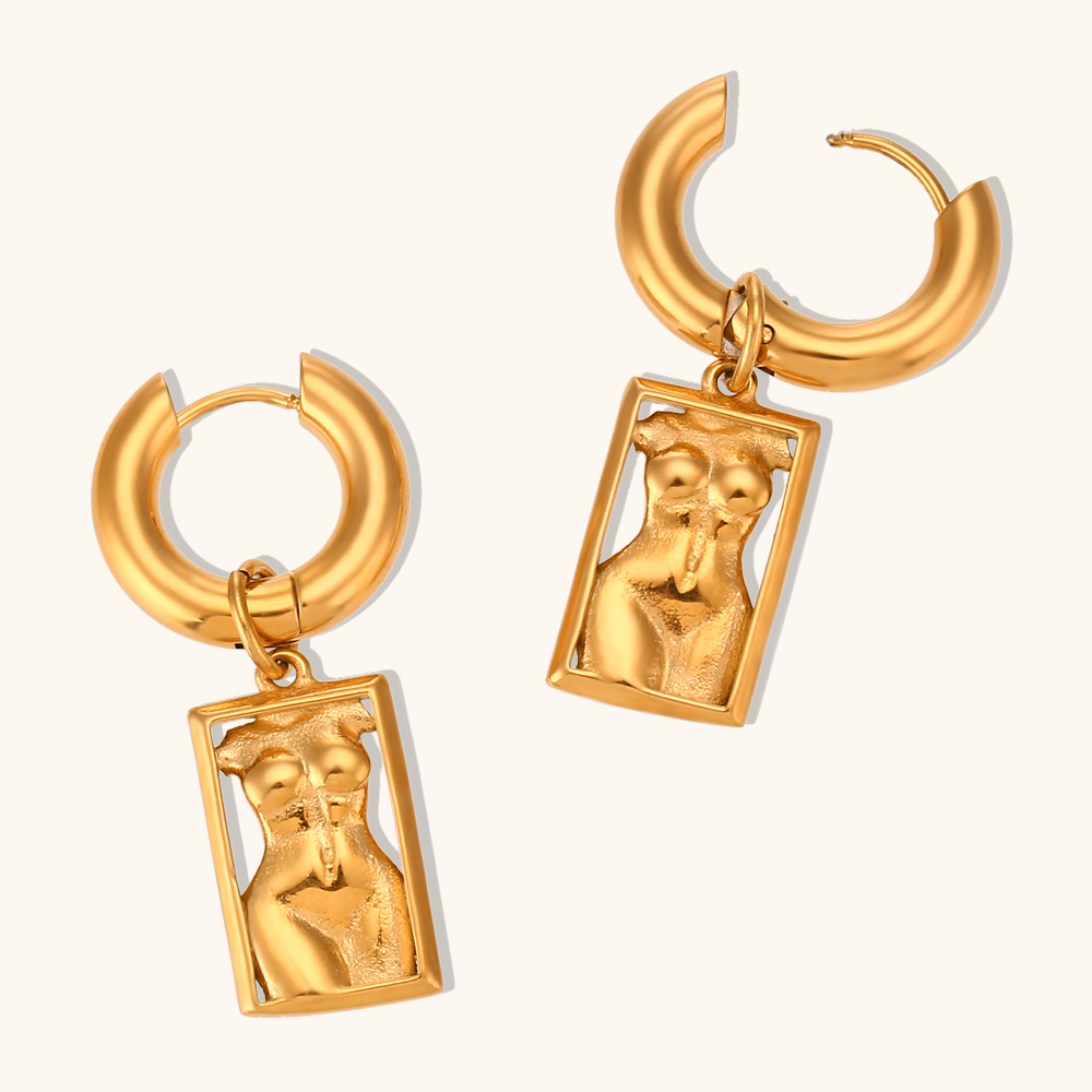 Pendientes rectangulares de ac - Body Jewelry La reseña y precio