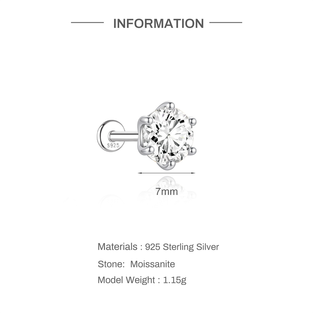 Aide S925 Pendientes de Plata  - Body Jewelry Flat Back reseña y precio
