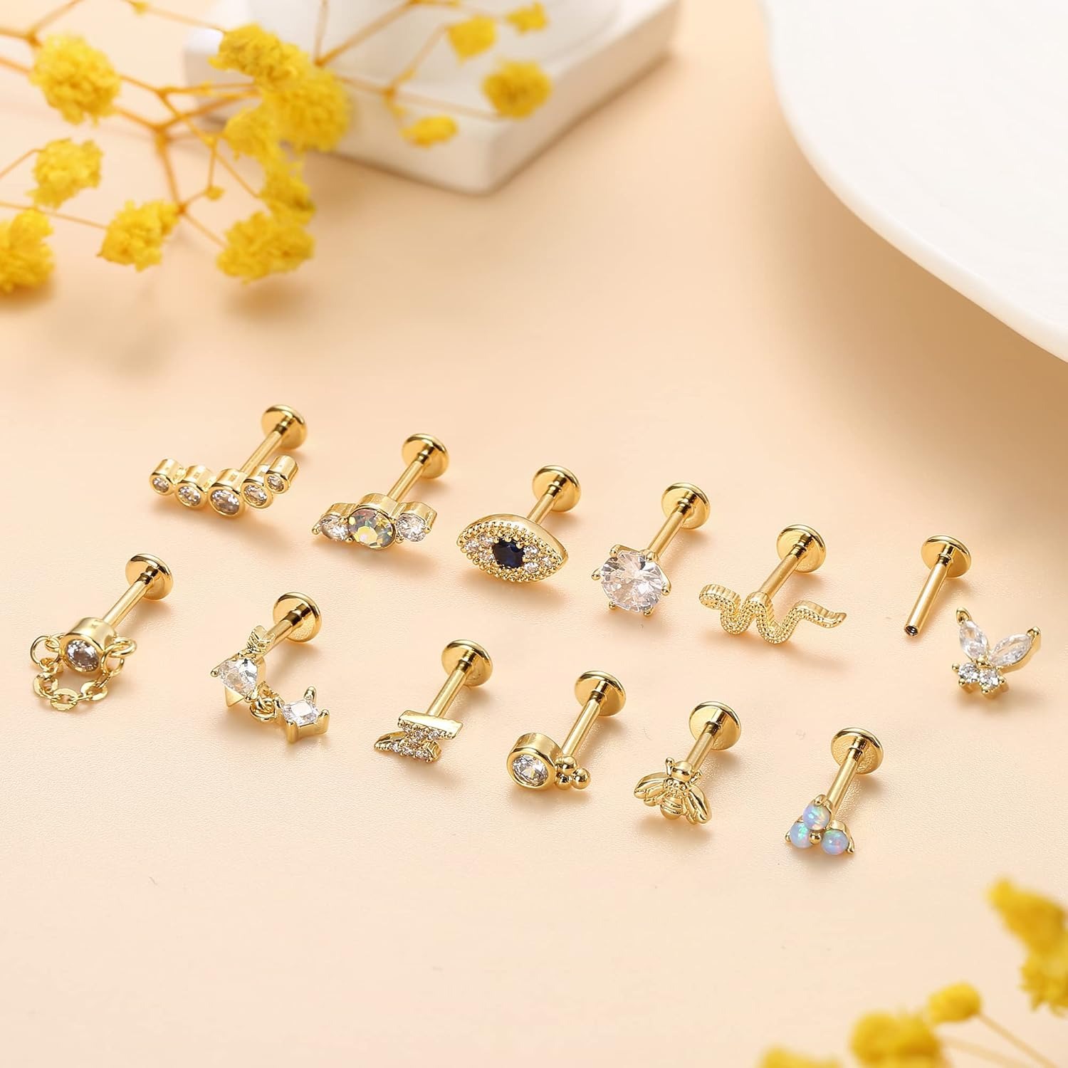 Bobisty, 1 pieza, pendientes d - Body Jewelry Flat Back reseña y precio