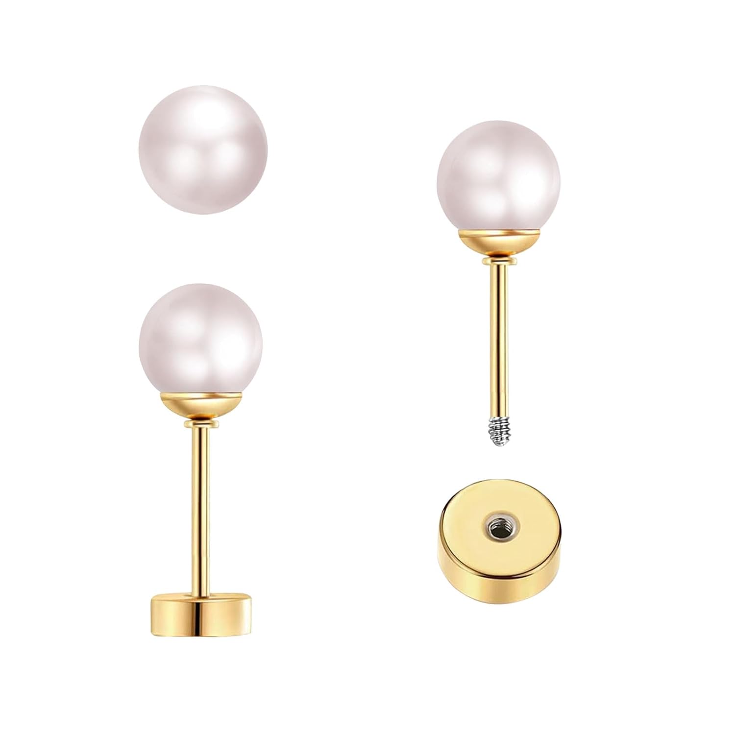 3 Pares de Aretes Pequeños con - Body Jewelry Flat Back reseña y precio
