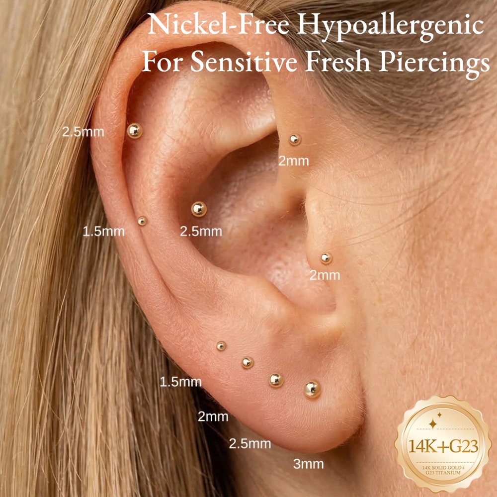 Pendientes Minimalistas de Oro - Body Jewelry Flat Back reseña y precio