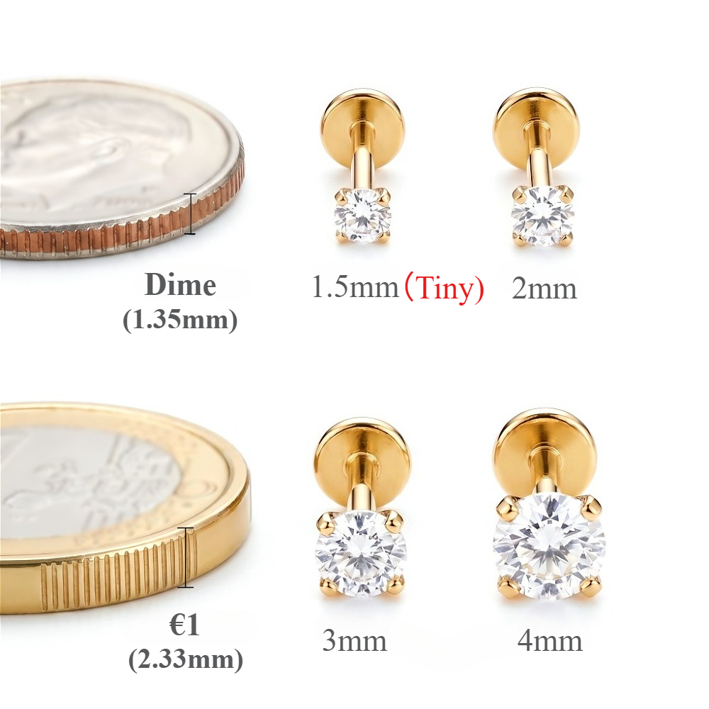 2/8 Uds pendiente de acero ino - Body Jewelry Flat Back reseña y precio