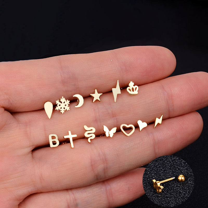 Mini pendientes de acero inoxi - Body Jewelry Flat Back reseña y precio