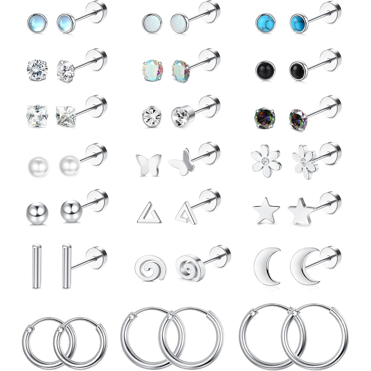 FASACCO 1 par de pendientes de - Body Jewelry Flat Back reseña y precio