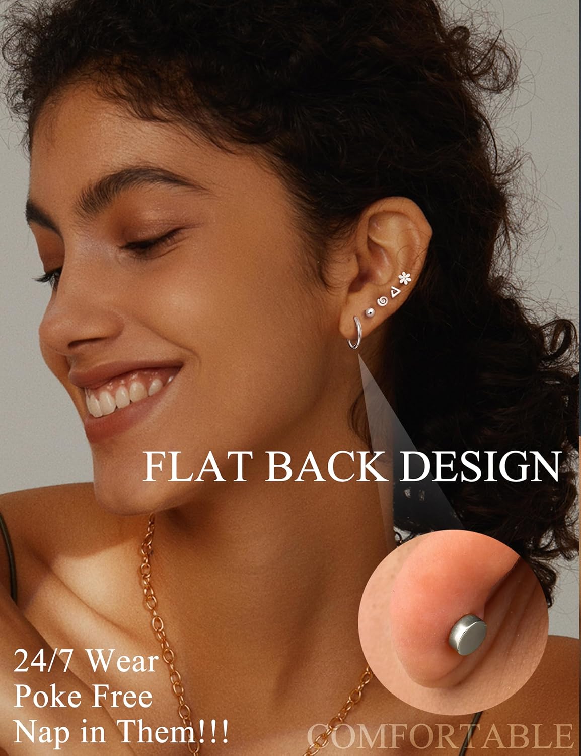 FASACCO 1 par de pendientes de - Body Jewelry Flat Back reseña y precio