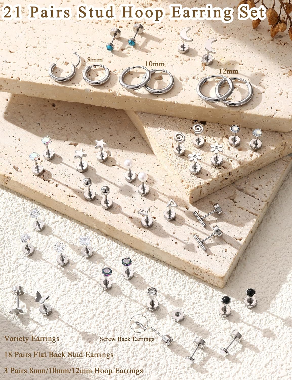 FASACCO 1 par de pendientes de - Body Jewelry Flat Back reseña y precio